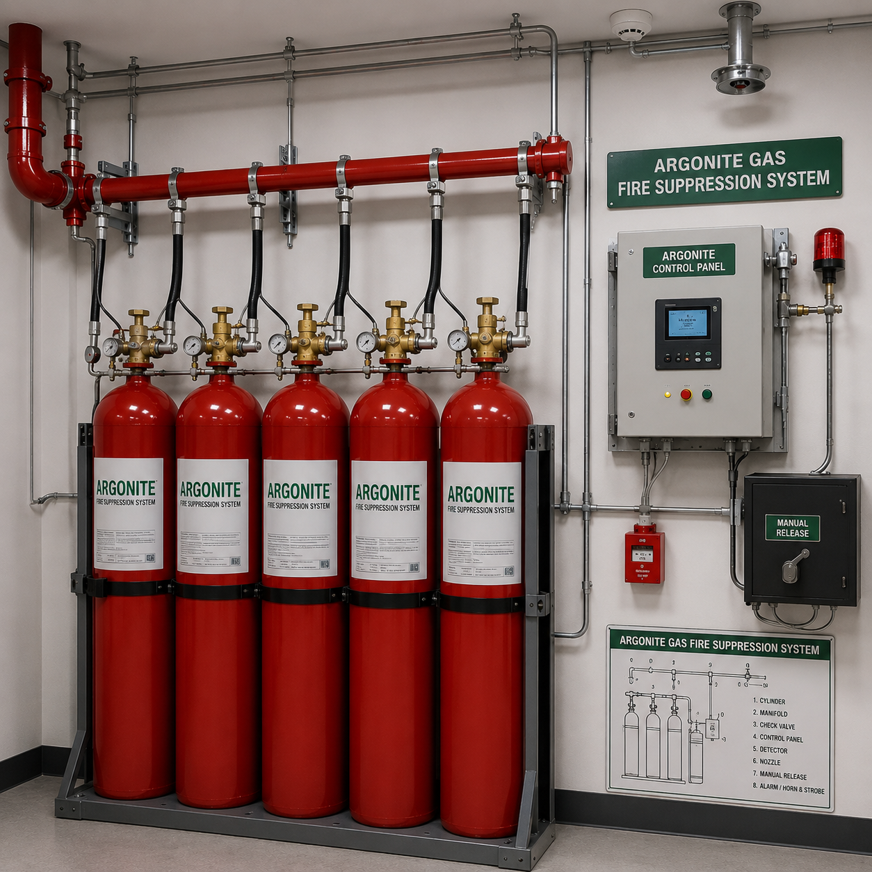 Aragonite Gas Based Extinguishing System